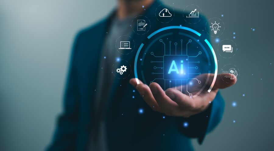 Ai,Tech,,Businessman,Show,Virtual,Graphic,Global,Internet,Connect,Robot