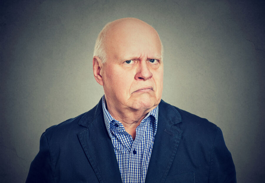 Portrait,Of,An,Angry,,Grumpy,Senior,Business,Man,,Isolated,On